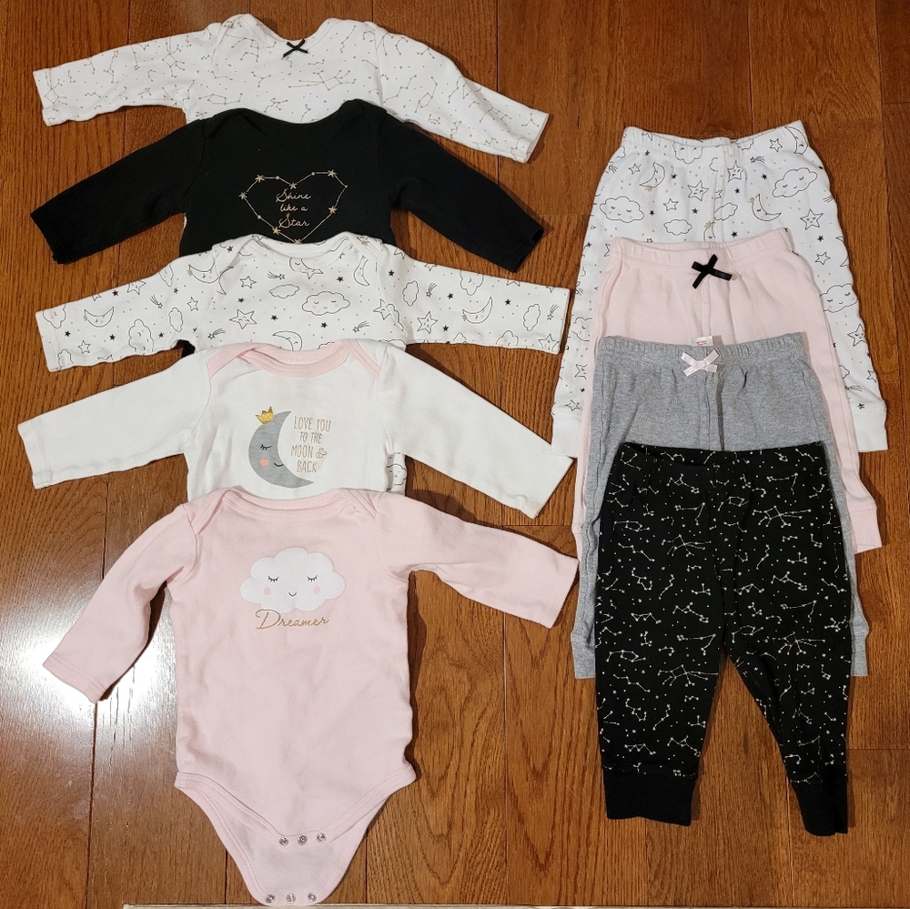 Hudson Baby 6-9 Month Mix and Match Onesies and Pants